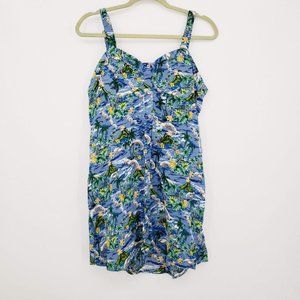 NEW Sundress Blue Tropical Palm Print Size Small